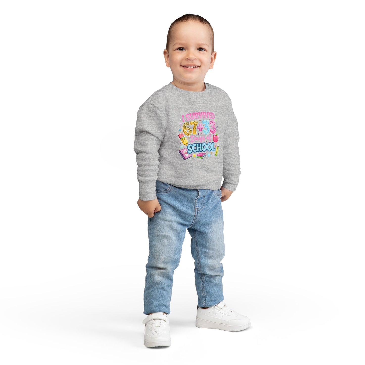 I Survived 673 Days of School Toddler Sweatshirt — Cute Back-to-School Kid Crewneck