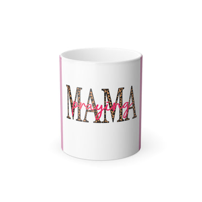 Mama Praying Color-Changing Mug — Leopard Print "MAMA" with Pink Script