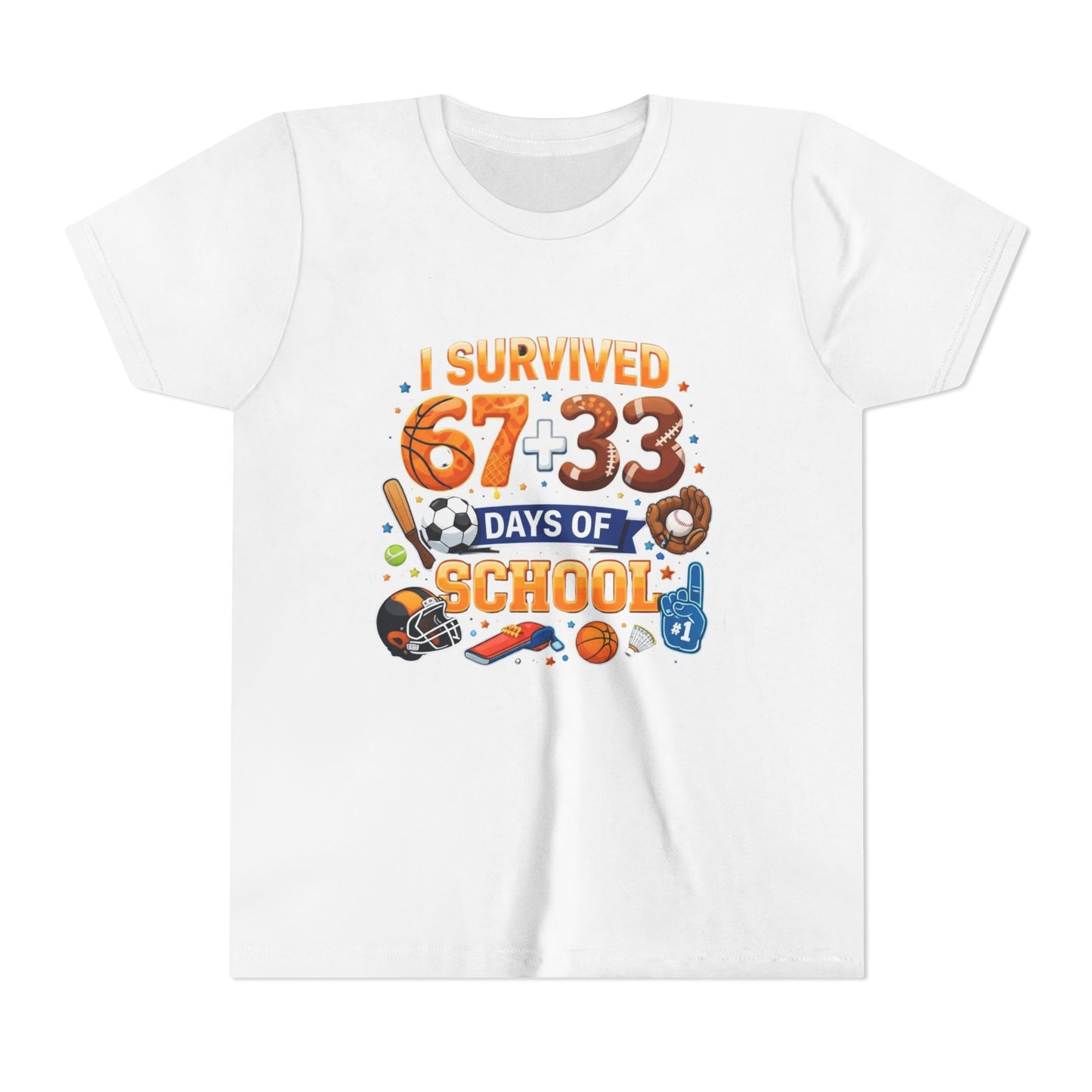 Kids' 'I Survived 67+33 Days of School' Youth Tee – End of School Celebration Shirt