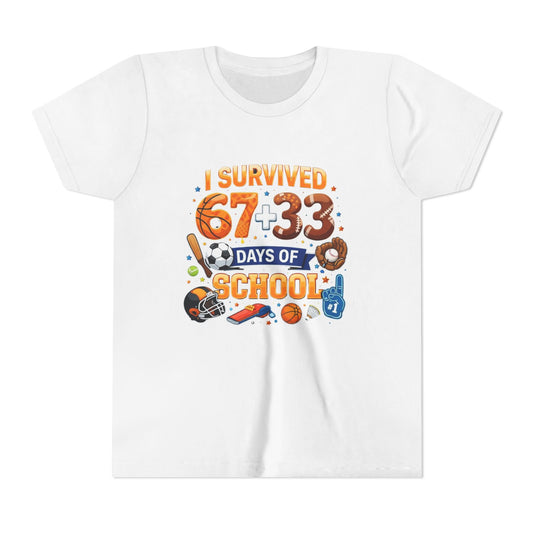 Kids' 'I Survived 67+33 Days of School' Youth Tee – End of School Celebration Shirt
