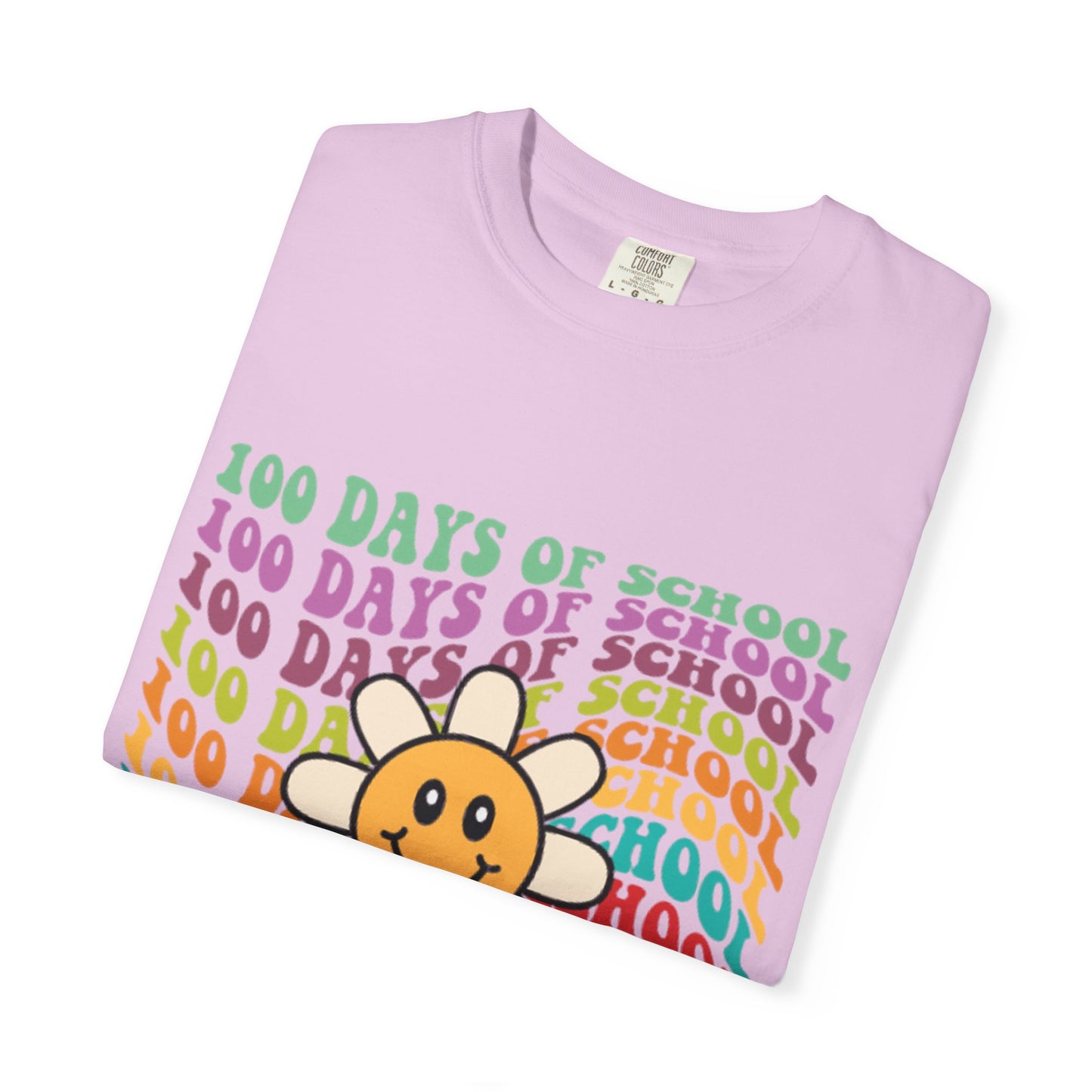 100 Days of School T-Shirt — Retro Rainbow Smiley Flower Tee
