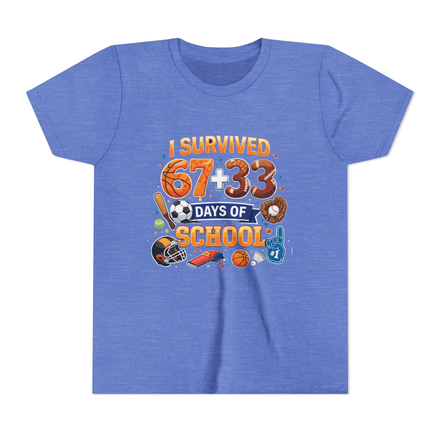 Kids' 'I Survived 67+33 Days of School' Youth Tee – End of School Celebration Shirt
