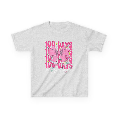 Kids 100 Days of School Tee — Pink Bow Celebration Shirt