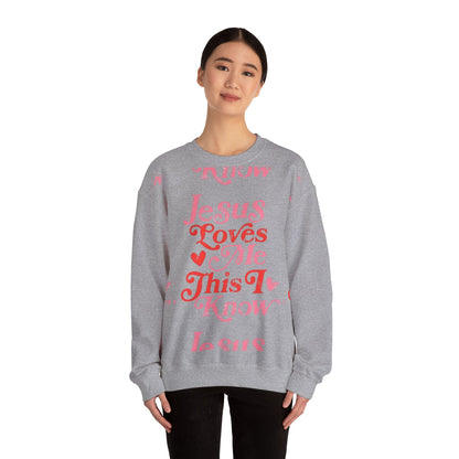 Crewneck Sweatshirt — “Jesus Loves Me This I Know” Retro Script Christian Pullover