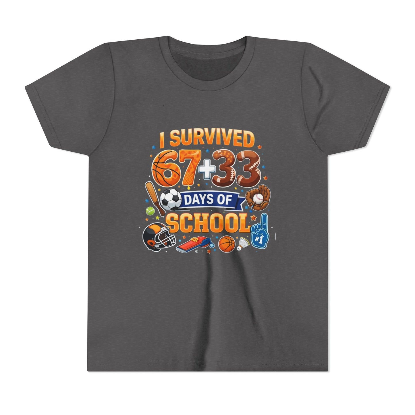 Kids' 'I Survived 67+33 Days of School' Youth Tee – End of School Celebration Shirt