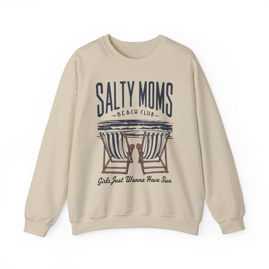 Salty Moms Beach Club Sweatshirt — "Girls Just Wanna Have Sun" Cozy Crewneck