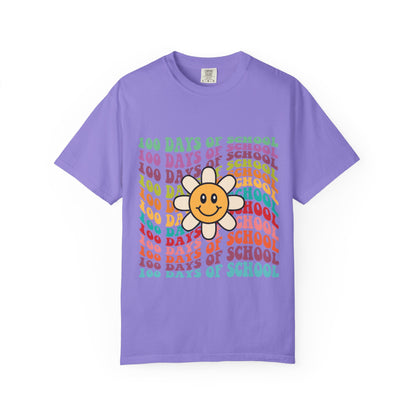 100 Days of School T-Shirt — Retro Rainbow Smiley Flower Tee