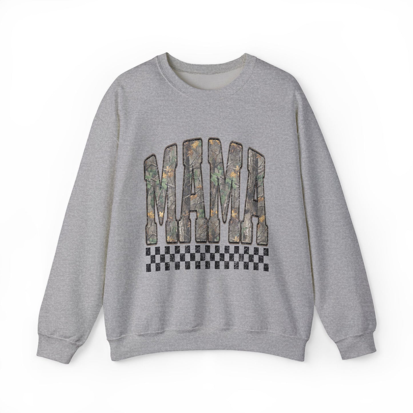 Mama Floral Logo Crewneck Sweatshirt — Checkerboard Accent