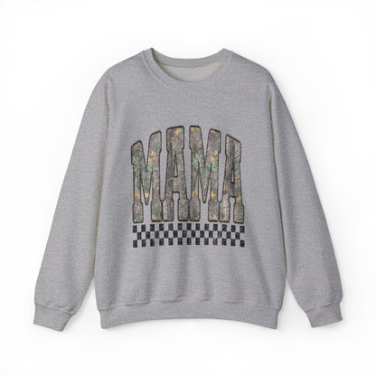 Mama Floral Logo Crewneck Sweatshirt — Checkerboard Accent