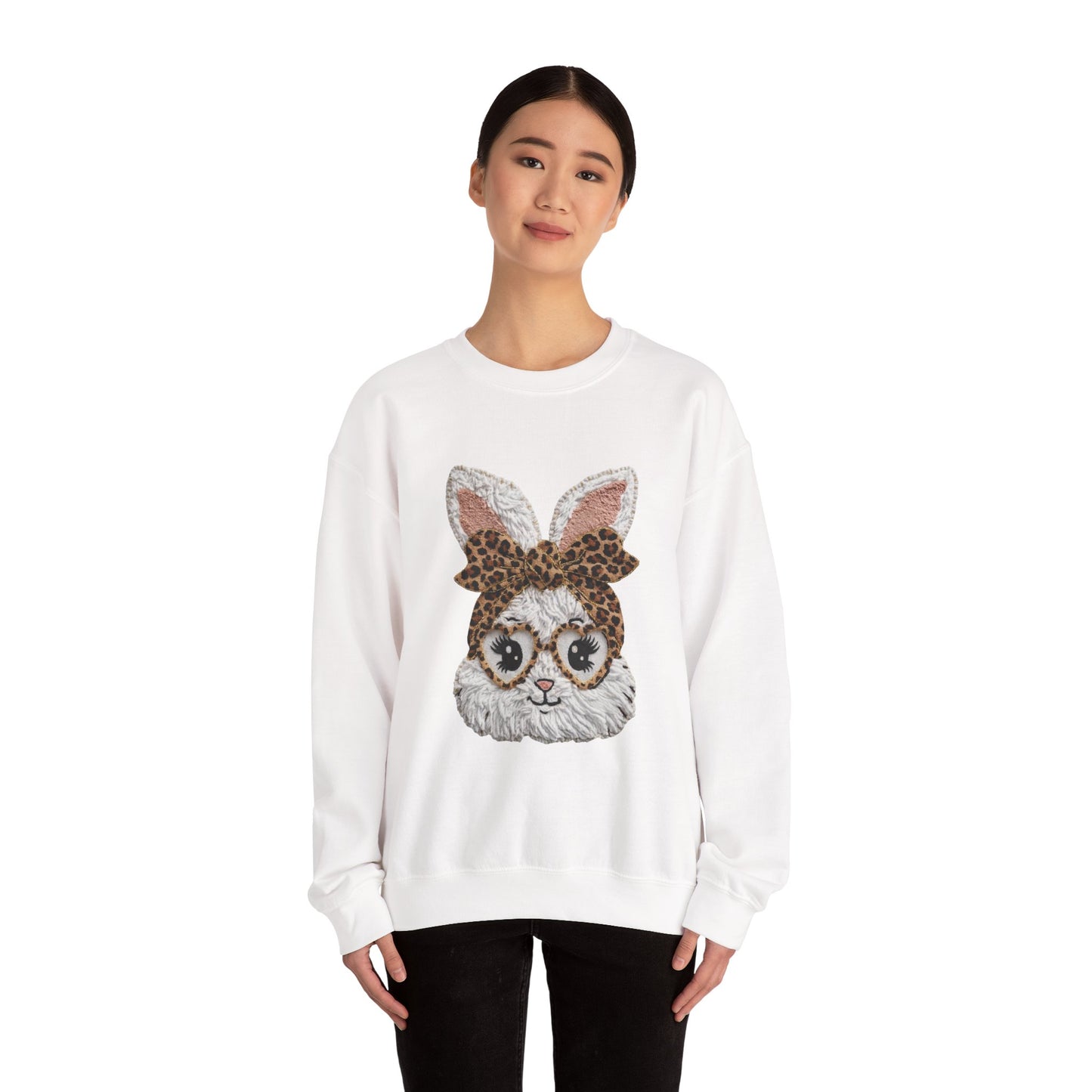 Leopard Bow Bunny Crewneck Sweatshirt
