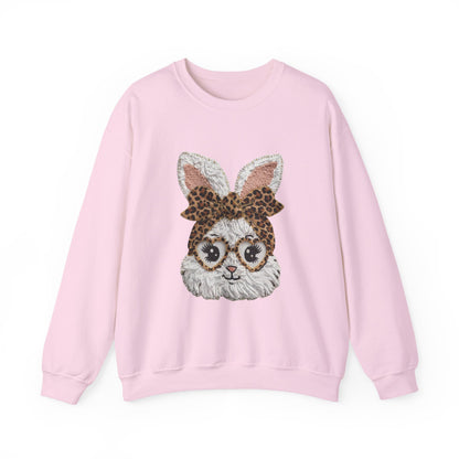 Leopard Bow Bunny Crewneck Sweatshirt