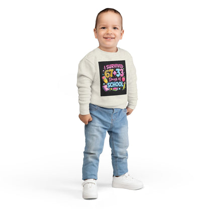 Toddler Sweatshirt - "I Survived 67+33 Days of School" Cute End-of-Year Kids Sweatshirt