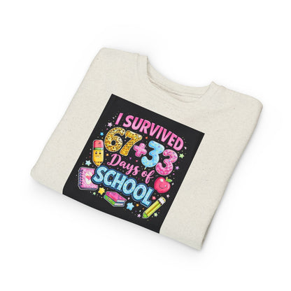 Toddler Sweatshirt - "I Survived 67+33 Days of School" Cute End-of-Year Kids Sweatshirt