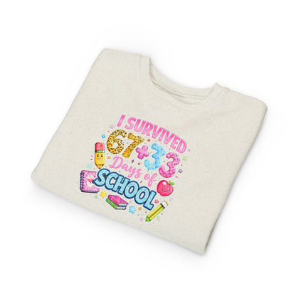 I Survived 673 Days of School Toddler Sweatshirt — Cute Back-to-School Kid Crewneck