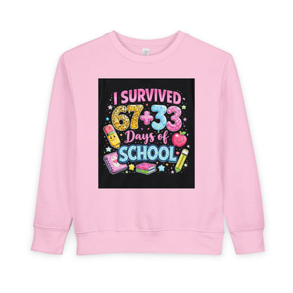 Toddler Sweatshirt - "I Survived 67+33 Days of School" Cute End-of-Year Kids Sweatshirt