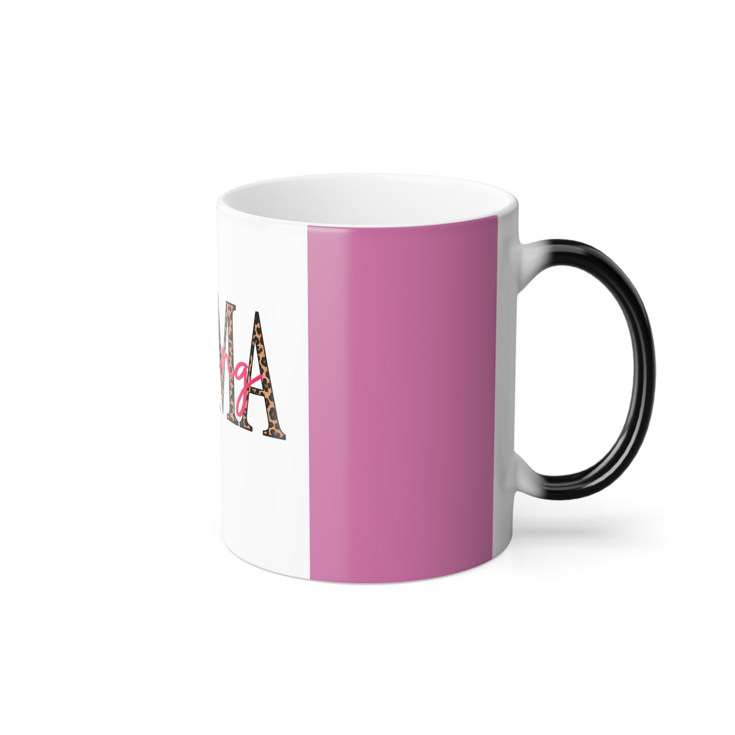 Mama Praying Color-Changing Mug — Leopard Print "MAMA" with Pink Script