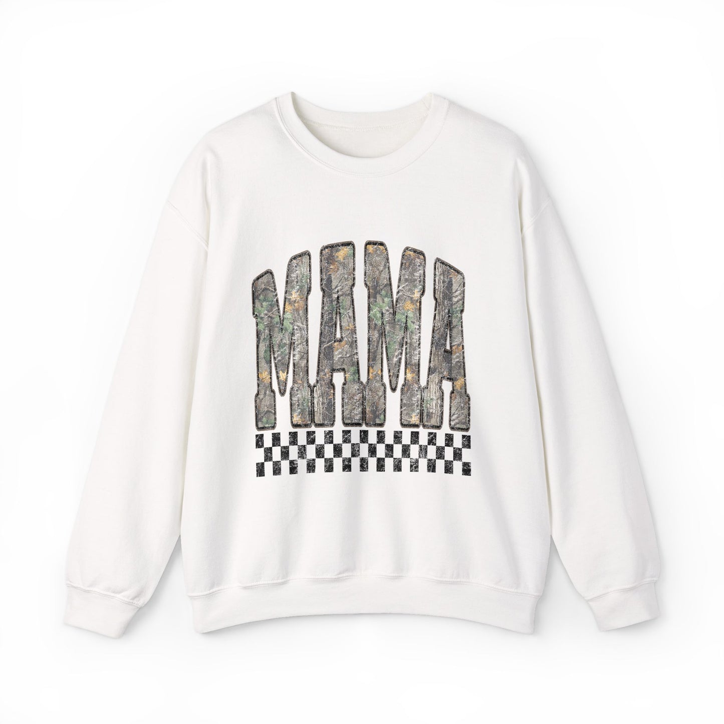 Mama Floral Logo Crewneck Sweatshirt — Checkerboard Accent