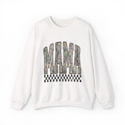 Mama Floral Logo Crewneck Sweatshirt — Checkerboard Accent