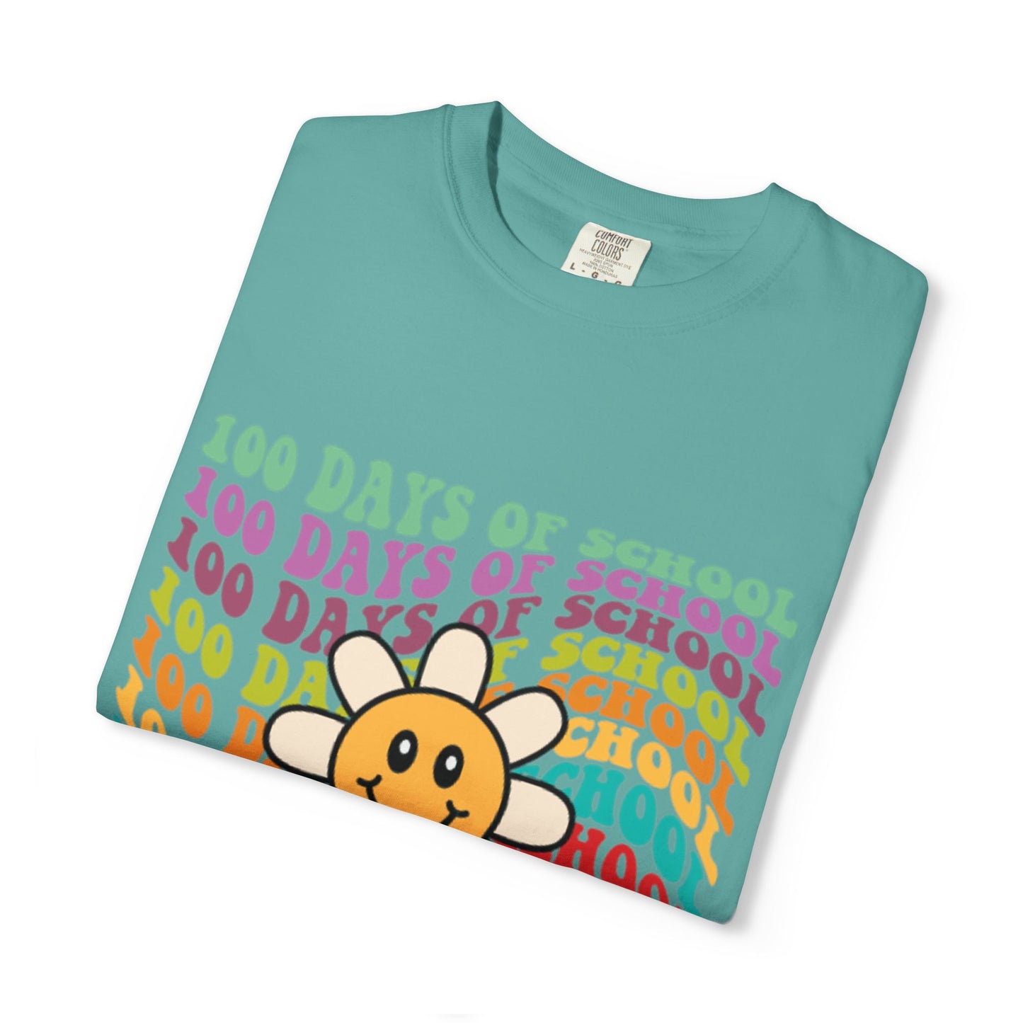 100 Days of School T-Shirt — Retro Rainbow Smiley Flower Tee
